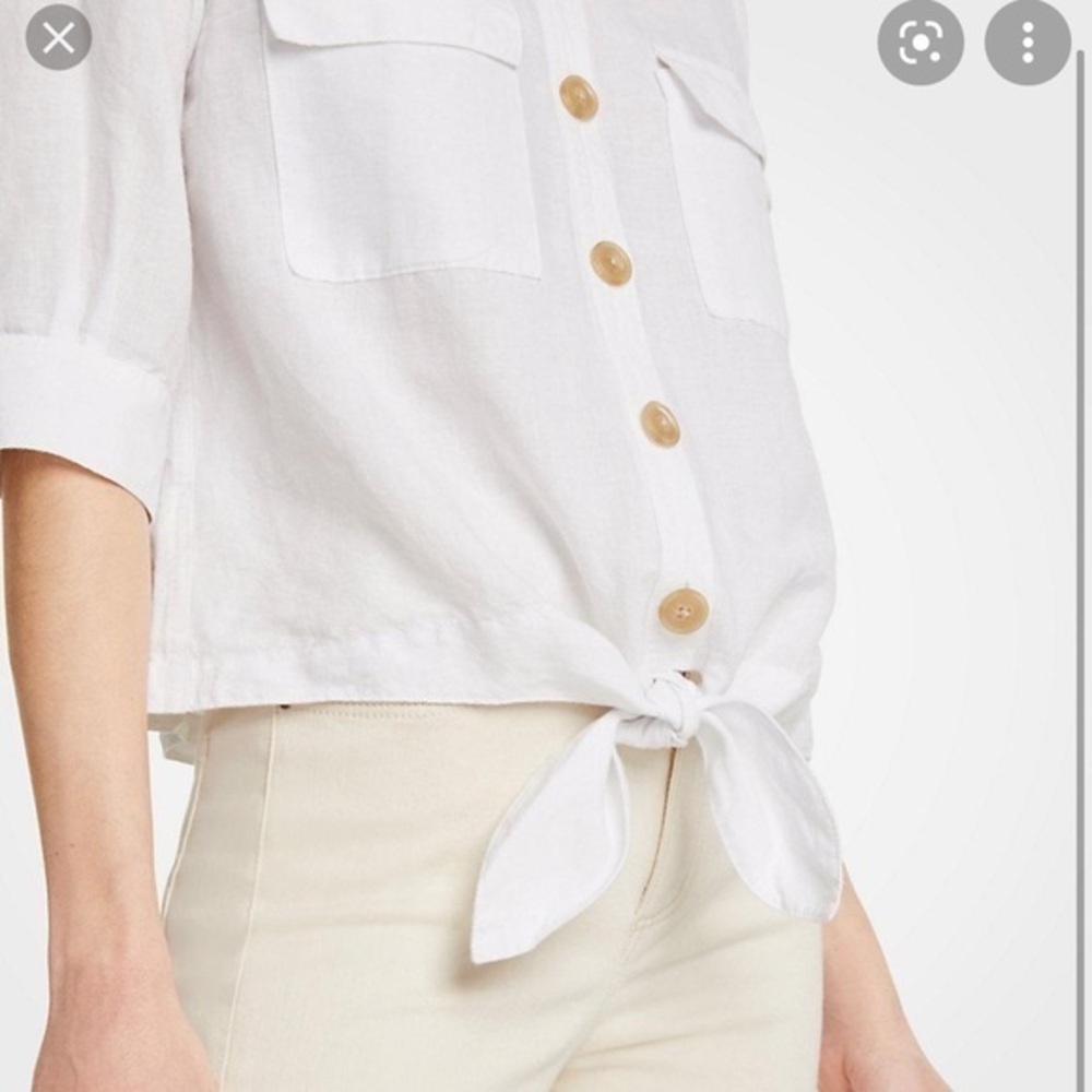 Ann Taylor Tie Waist Utility Top In Chambray